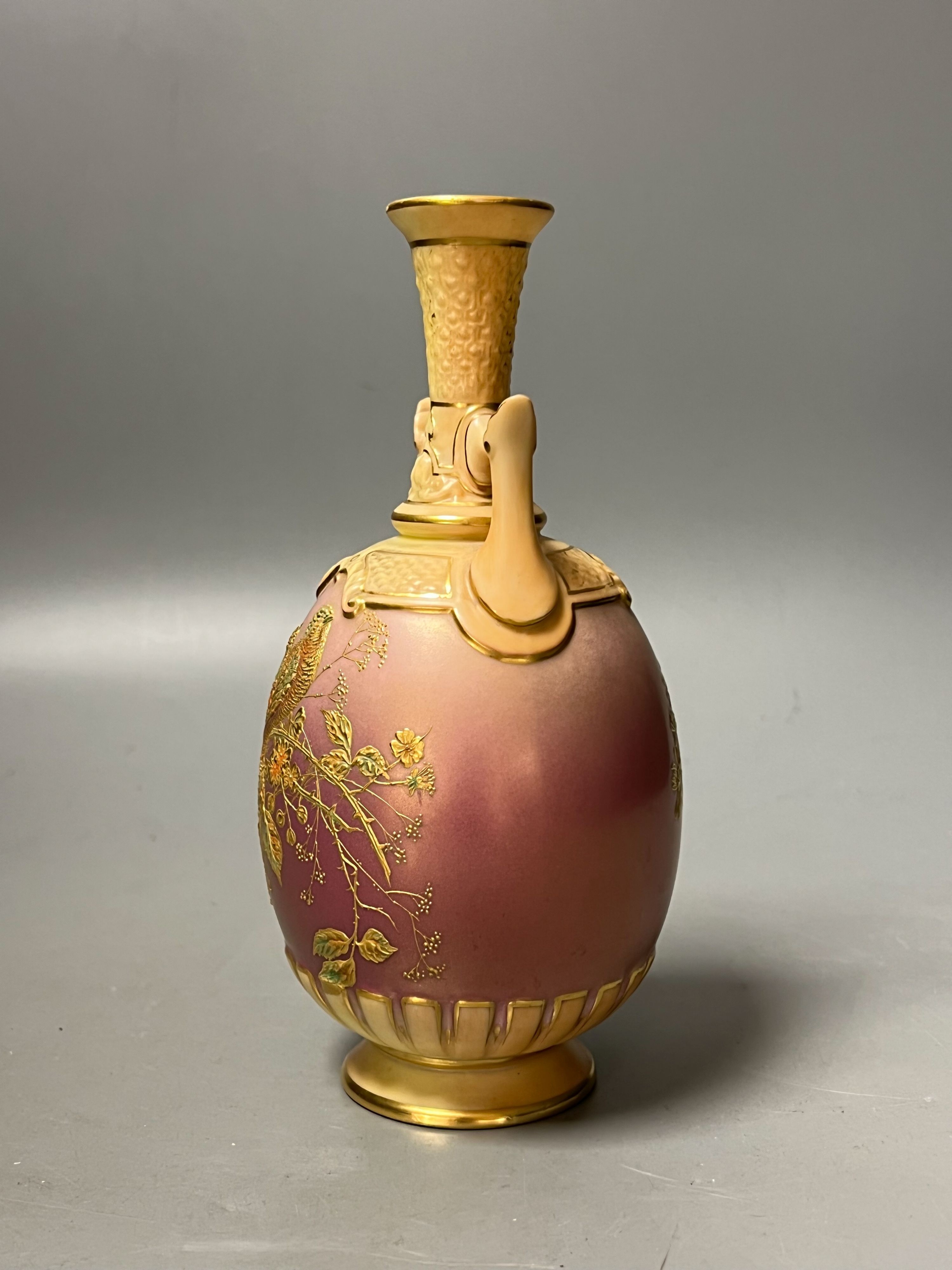 A Royal Worcester pink blush ground vase, c.1900, 18cm